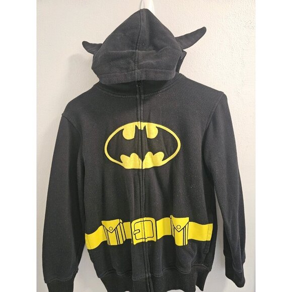 Batman Hoodie With Eye Mask - Kids Large 10/12- Black Full Zip Hoodie DC Comics - Picture 3 of 6